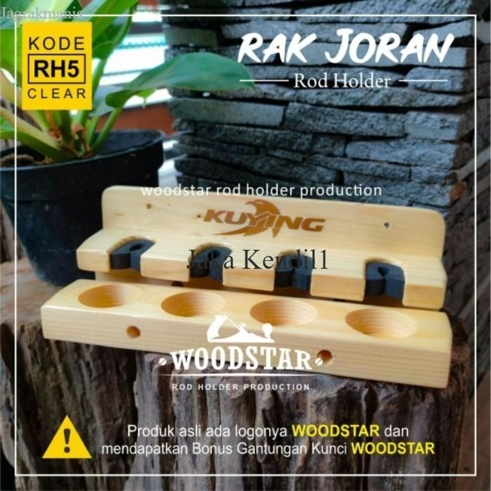Rak joran pancing rak joran tempel dinding bahan kayu laris murah