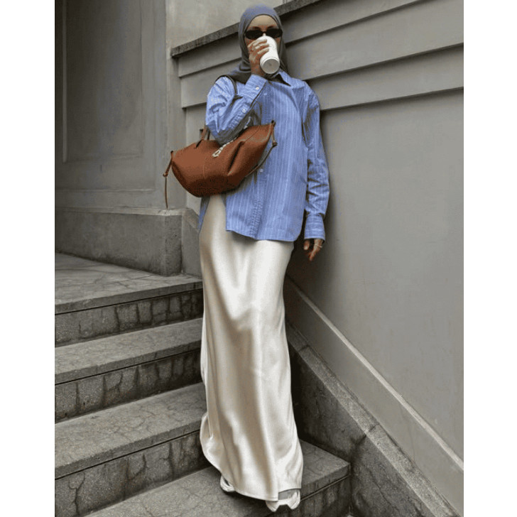 HIRO.SHOP Rok Satin Silk Premium / Maxi A Line Satin Skirt / Satin Skirt Mermaid / Rok Satin Maxi A 