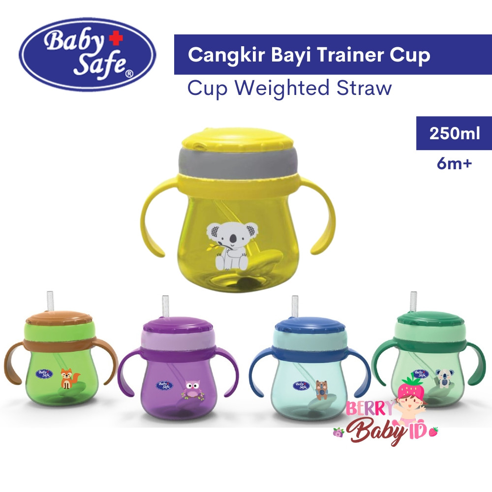 Baby Safe Trainer Cup Weighted Straw - Tempat Minum Bayi Sedotan Dengan Pemberat 6m+ BBS012 Berry Ma