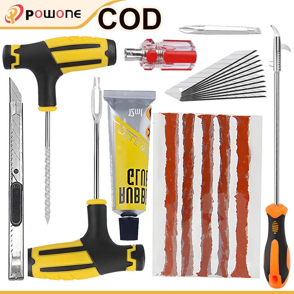 Kit Perbaikan Ban Mobil Alat Perbaikan Ban Darurat Ban Bocor Strip Ban Pengaduk Lem Kit Perbaikan