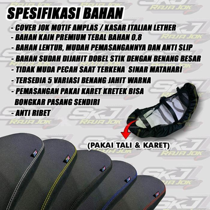 DISKON  COVER JOK MOTOR POLOS AMPLAS KASAR (PAKAI KARET) Pemasangan Mudah Variasi Jahit Benag Warna 