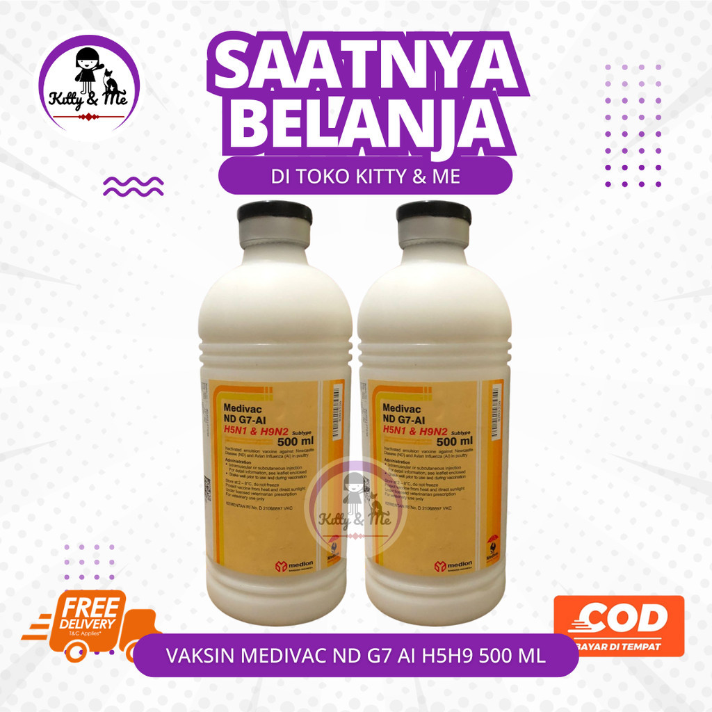 VAKSIN MEDIVAC ND G7 AI H5H9 500 ML 1000 EKOR - Vaksin Mencegah ND dan AI pada unggas