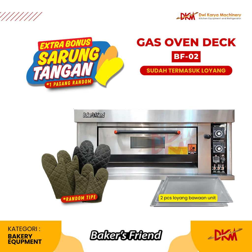 BAKER FRIEND Oven Gas Baker Friend / BF-02/Oven Gas Otomatis/Oven 1 Deck 2 Loyang free Sarung Tangan