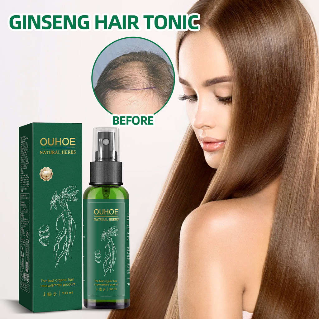 [Beli 2 Gratis 1] OUHOE 100ml Serum Rambut Gingseng Hair Tonic Ginseng Serum Penumbuh Rambut Cepat P