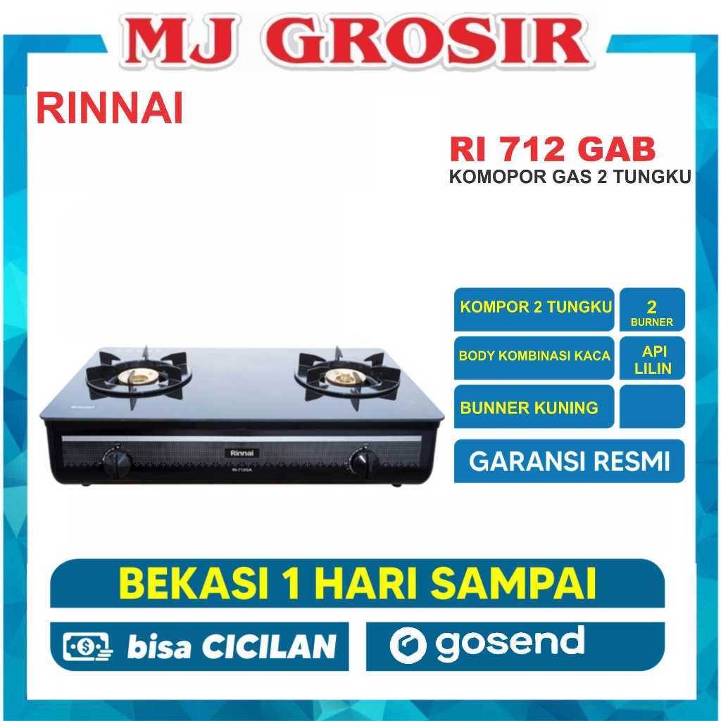 KOMPOR 2 TUNGKU RINNAI RI 712 GAB TEMPERED GLASS