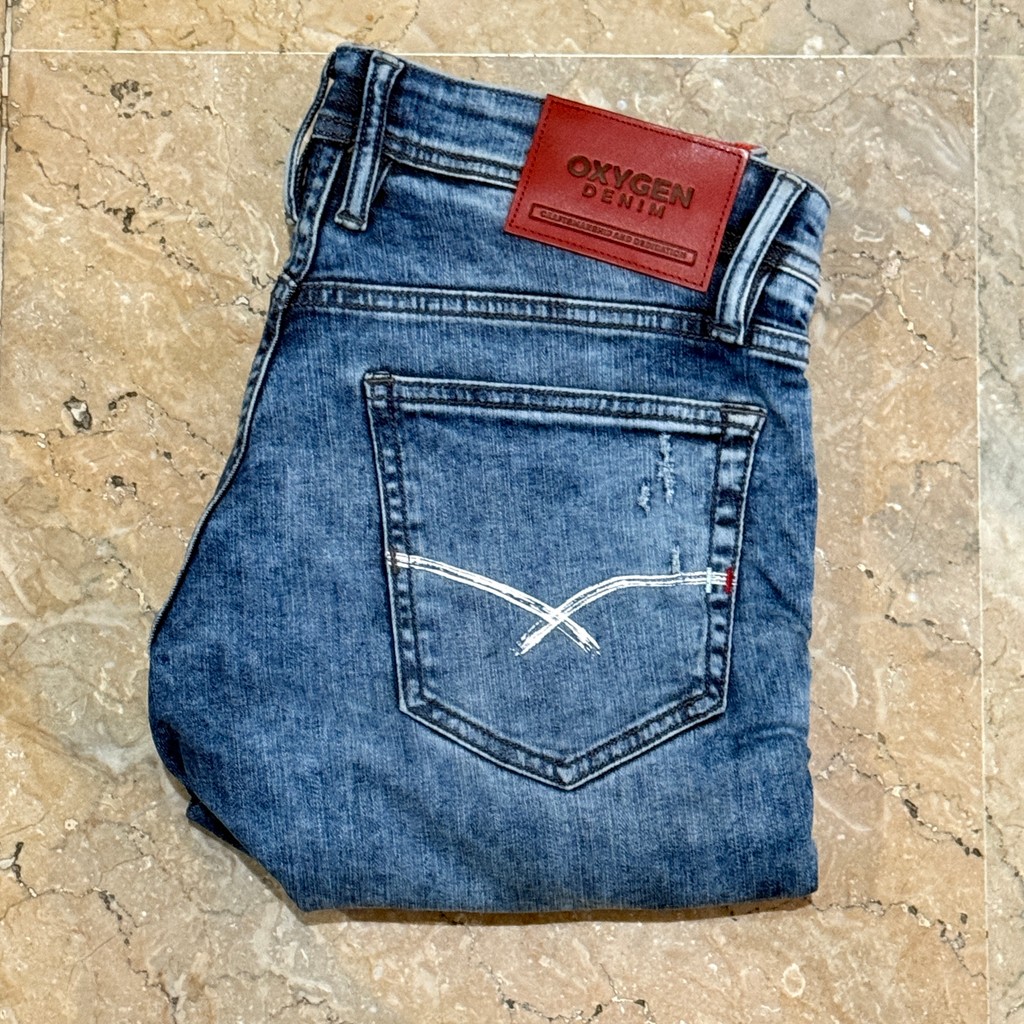 Celana Panjang Jeans Pria Oxygen Denim Original 706 Slim Fit Stretch Mid Blue 706-5940