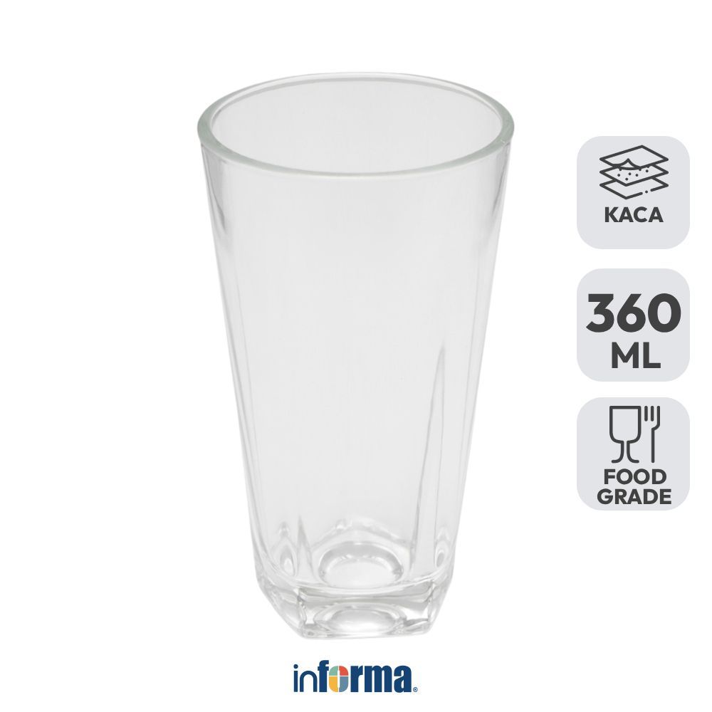 Informa Appetite Greta Gelas Kaca 360 ml Transparan Cup Bening Wadah Air Minum Tempat Minuman Glass 