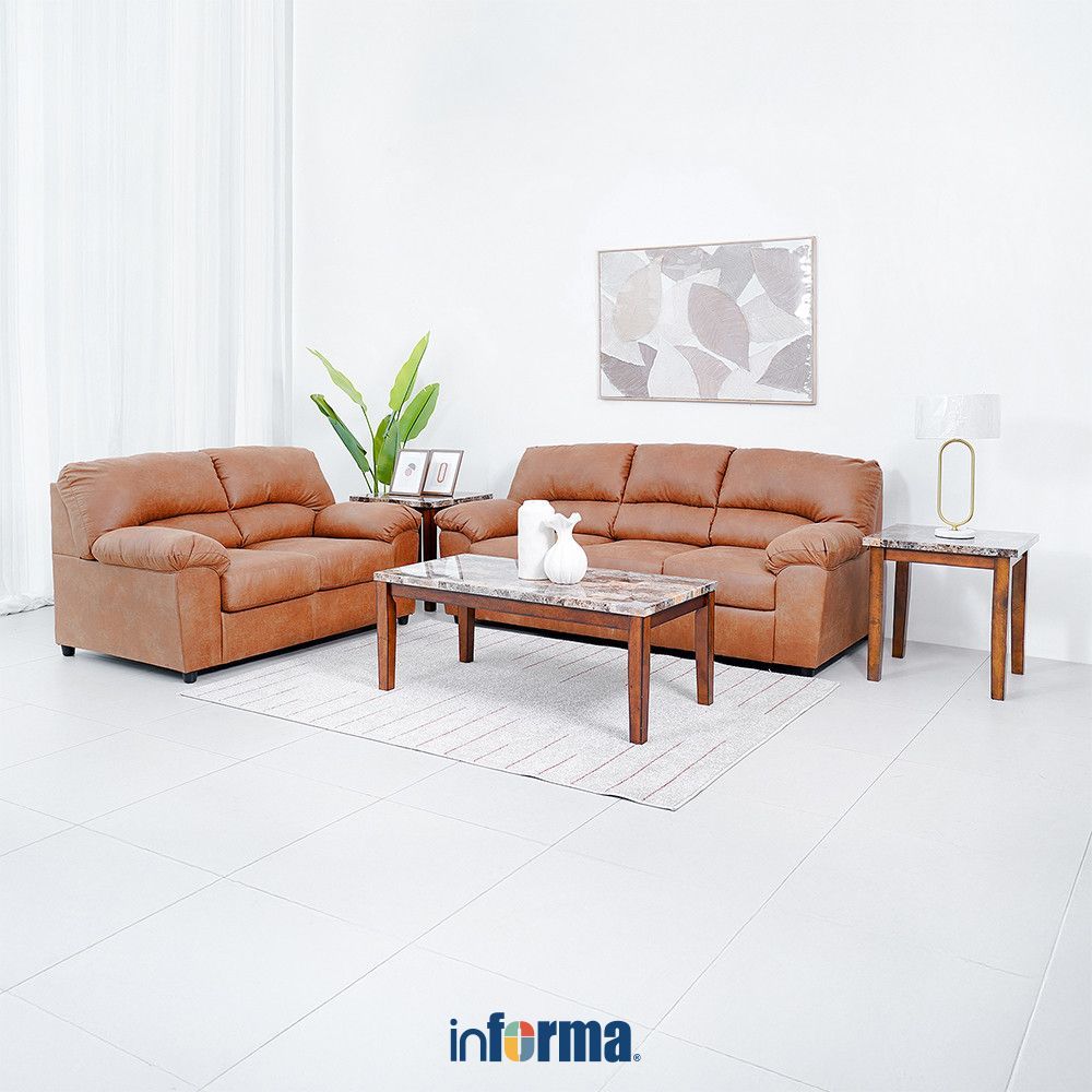 Informa Ashley Norlou Set Sofa Fabric 2 & 3 Seater - Cokelat Muda Sofa Ruang Tamu Sofa Minimalis Kur