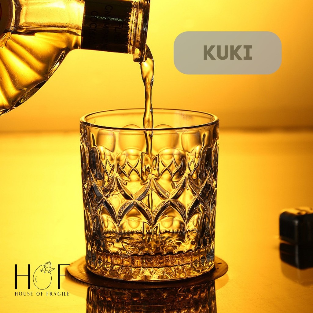 KUKI Gelas Whiskey Kaca Gelas Whisky Rock Glass Lowball Glass Whisky Glass