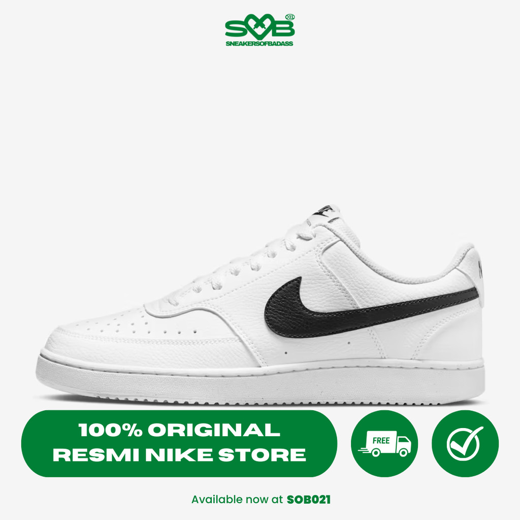 Sepatu Sneakers Nike Men Sportswear Court Vision Low Next Nature White/White/Black - DH2987-101