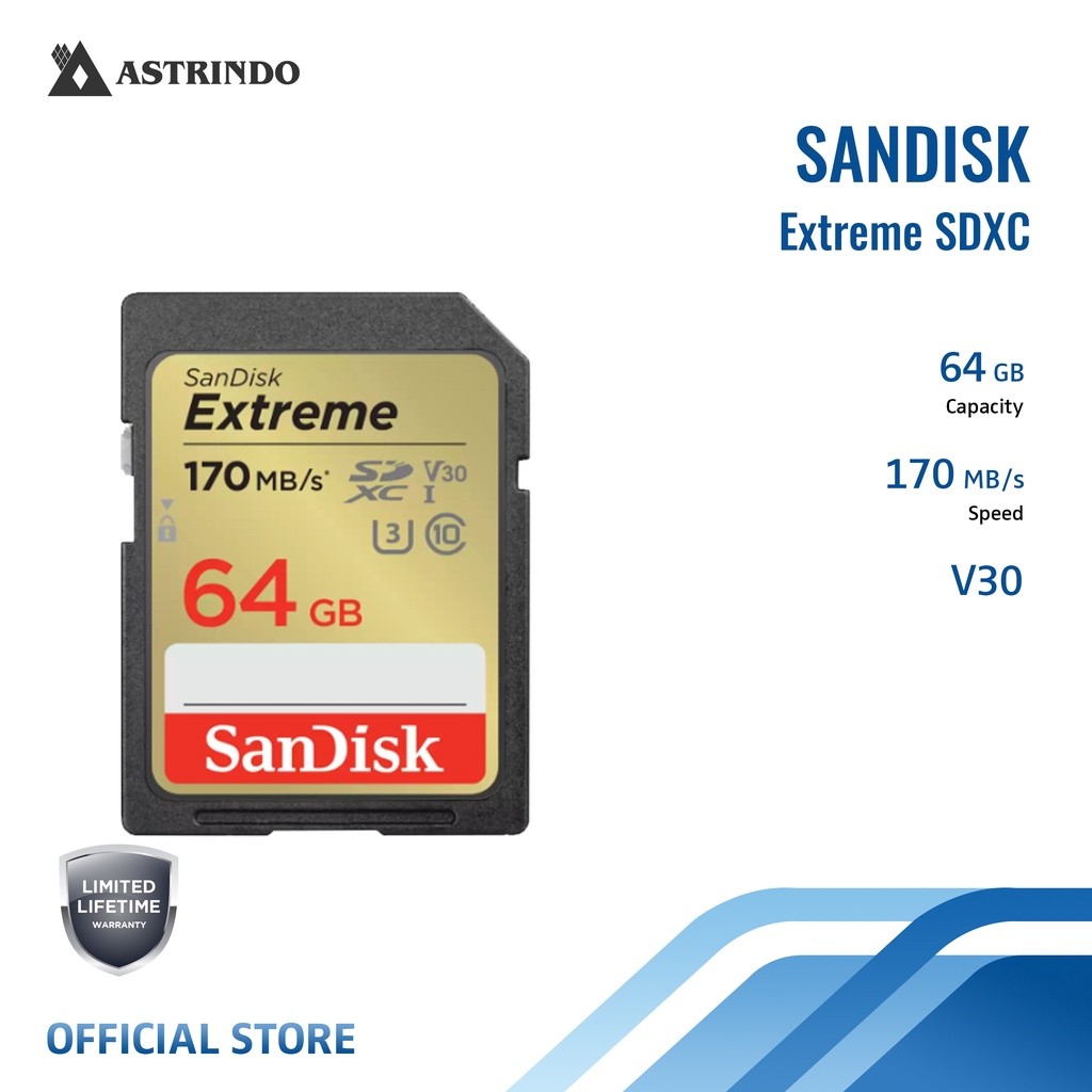 Sandisk Extreme SDXC, SDXV2 64GB Memory Card - (SDSDXV2-064G-GNCIN)