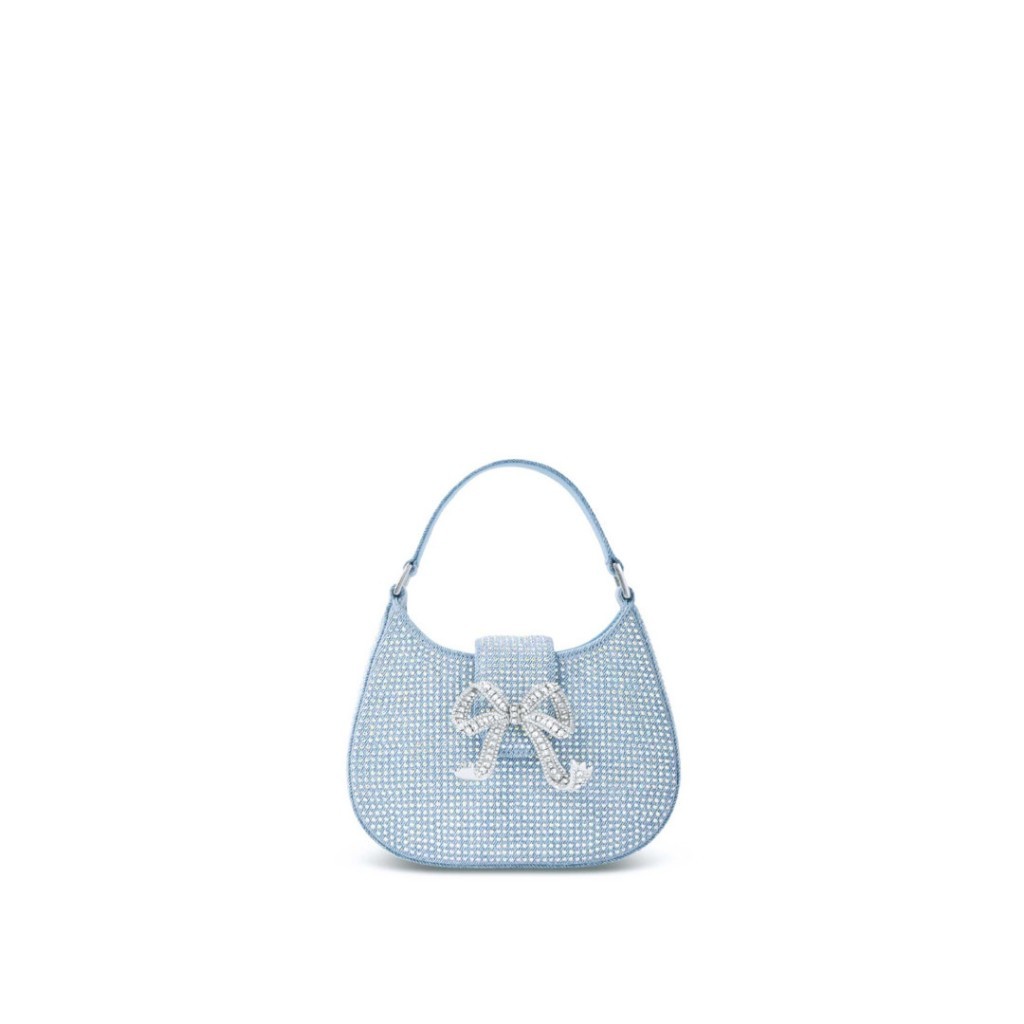 The crescent denim bow bag with rhinestone C2538