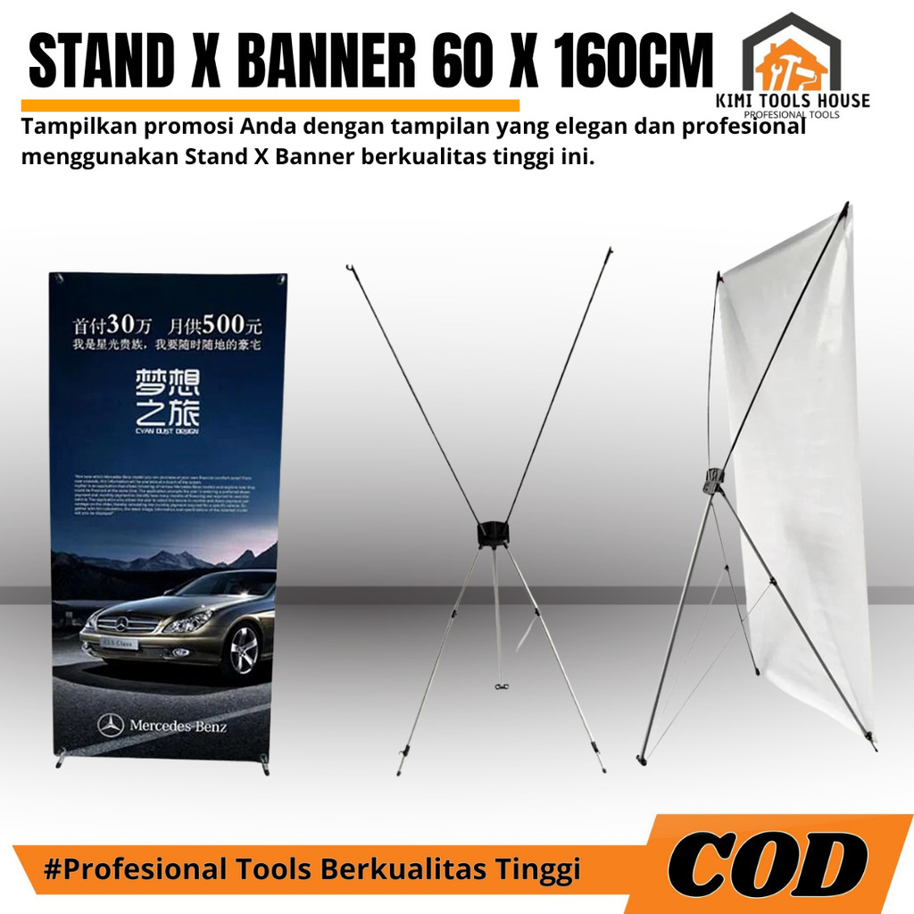 Stand X Banner 60 x 160cm /Tripod Standing Y Banner Berkualitas / Stand Spanduk Ukuran 60 X 160 cm