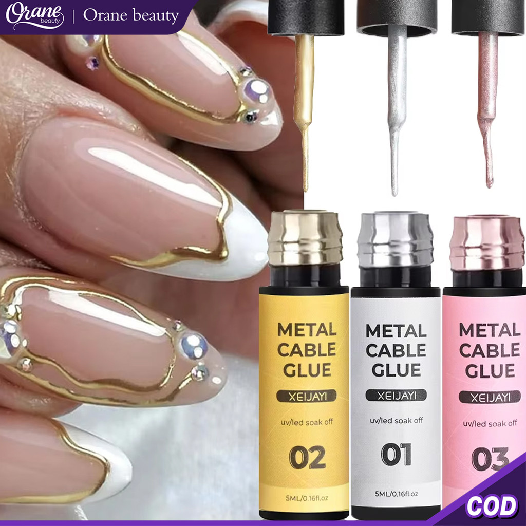 Oranebeauty 5ml Cat Kuku Gel Garis Metalik Super Mengkilap Efek Cermin Cat Kuku Gel Cat Kuku