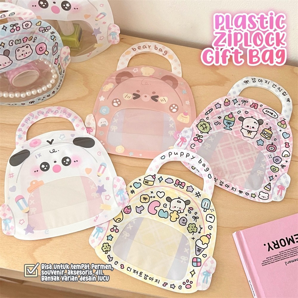 ZenaBeauty - [HARGA GROSIR] Plastik Ziplock Goodie Bag Tas Kado Ulang Tahun, Kantong Plastik Handle 