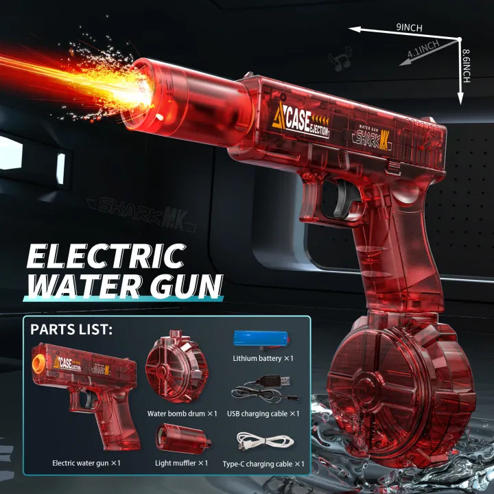 Toysgallery88 Mainan Anak Watergun Elektrik Glock / Children's Toy With Lights Automatic Continuous 