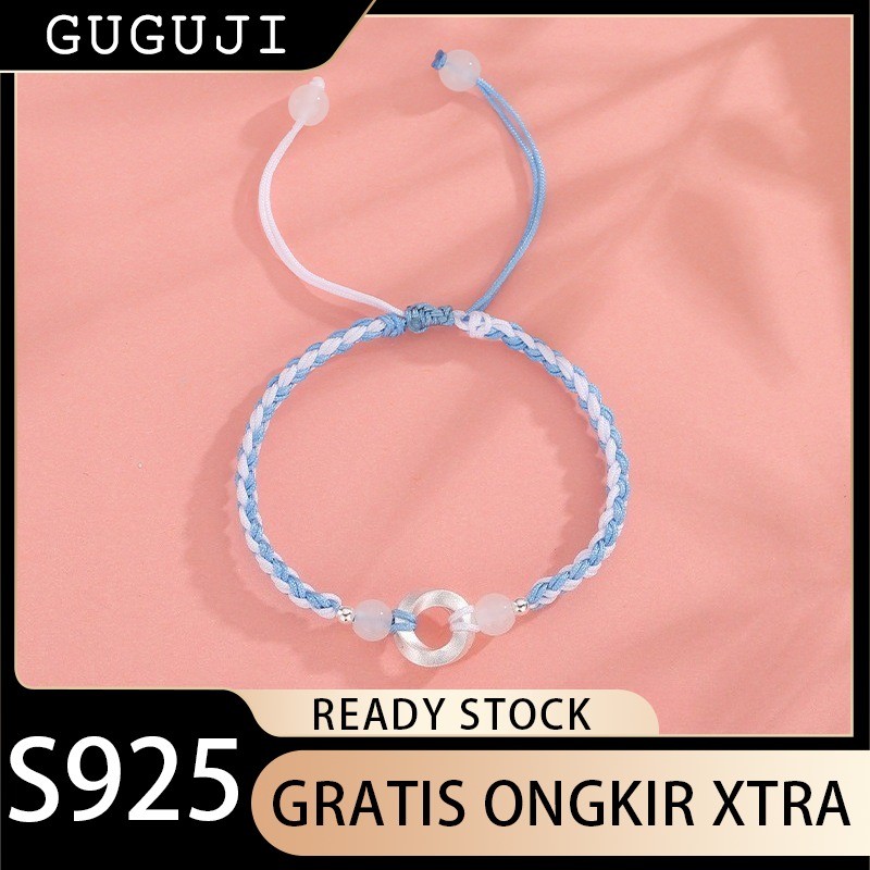 GUGUJI Gelang Pasangan Mobius Gelang Keberuntungan Gaya Cina Baru Gelang Manik Keberuntungan Anyaman