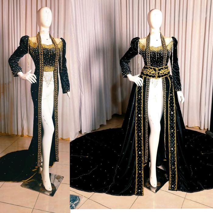 Kebaya bludru 2in1 pengembang bokong - hitam