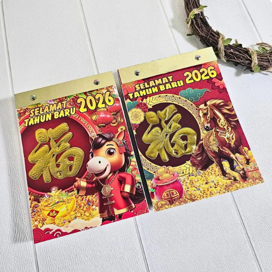 EXD Kalender Harian 2026 Tahun Kuda Kalender Sobek Indonesia Cina Arab Lengkap