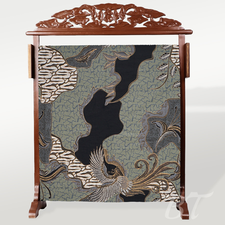 BATIK TRUSMI Bahan Kain Dobby Batik Meteran Motif Parang Kombinasi Burung Hijau 21828