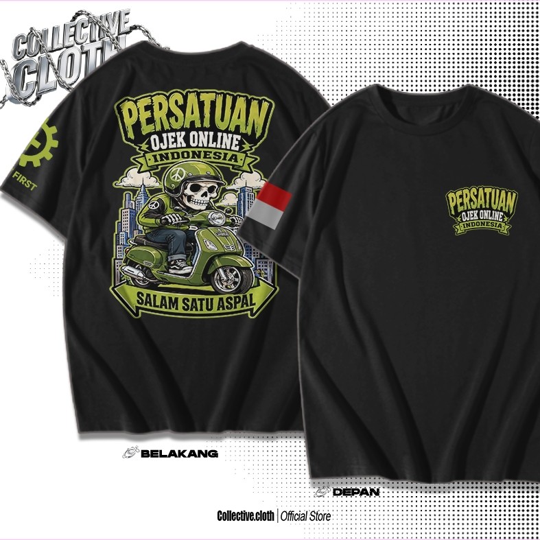 Kaos Pria Kaos Persatuan Ojol Indonesia Hitam Tebal Unisex Terbaru - Kaos Driver Online Kaos tshirt 