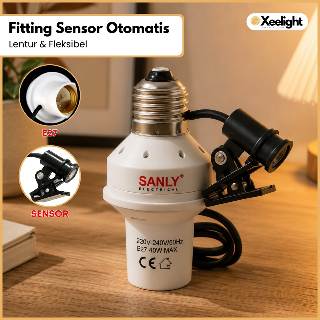 Fitting Lampu Sensor Cahaya E27 Max 40W Fitting Lampu Otomatis Nyala Mati Sendiri