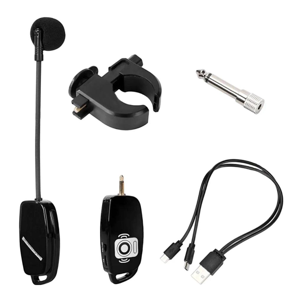 Wireless Flute Microphone,164ft Range Receiver Transmitter,Condenser Mic for Practice Clarinet Play 