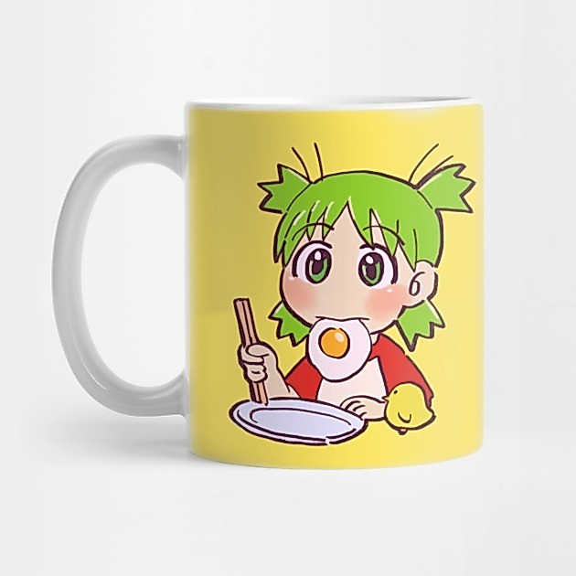 yotsuba breakfast eating fried egg - Yotsuba Tea Mug