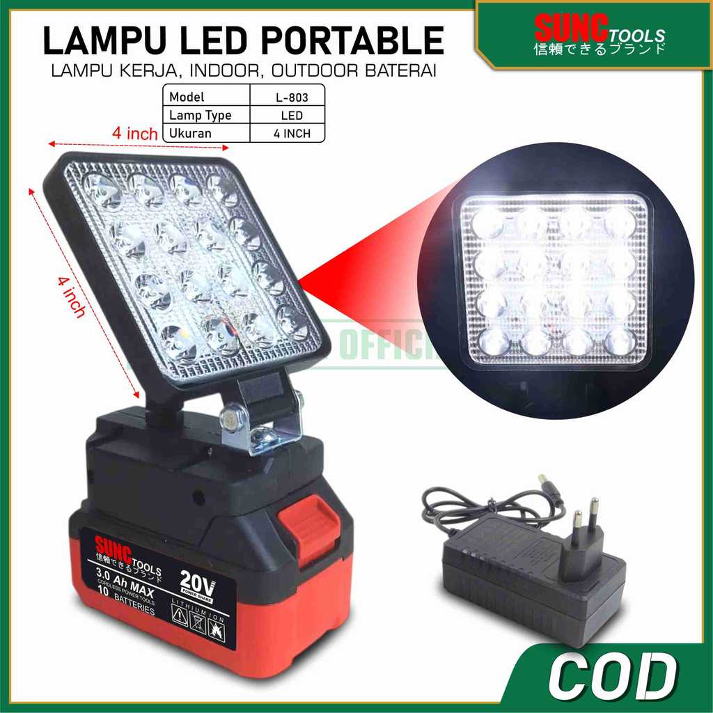 Lampu LED Portable Baterai Power Tools LXT SUNC TOOLS