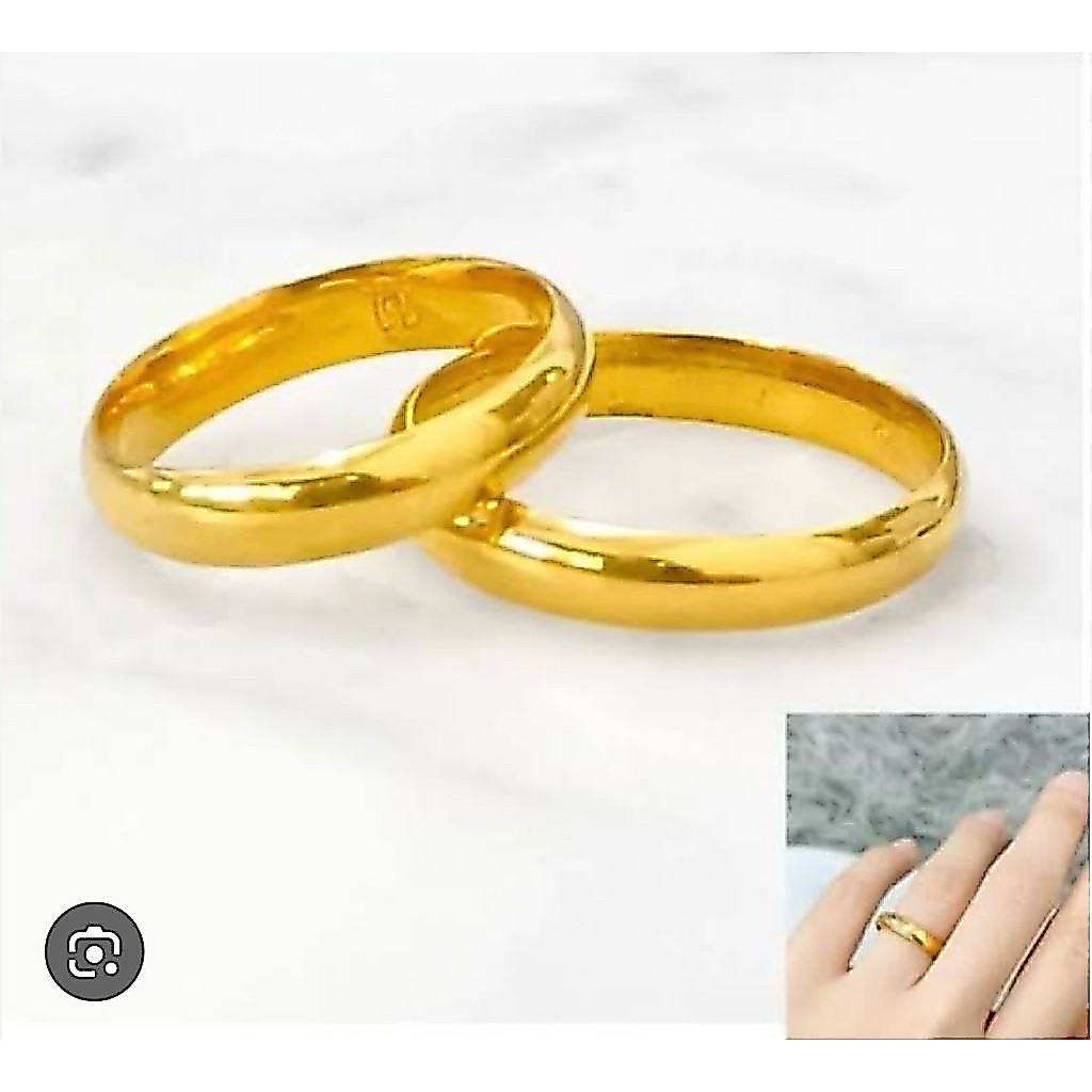 cincin couple emas muda asli berat 2gram kadar 875 model polos cincin sepasang ada surat