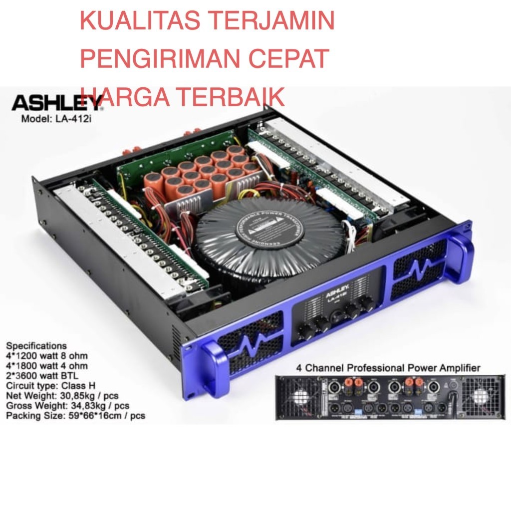 (PETI KAYU) Power Amplifier Ashley LA412 I. 4 Canel. LA 412 I ORIGINAL