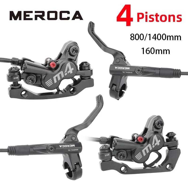 Foto Meroca MT4 Brakeset 4 Piston Brake Set Hydraulic 4 Piston Rem Cakram Sepeda Hidrolis 4 piston
