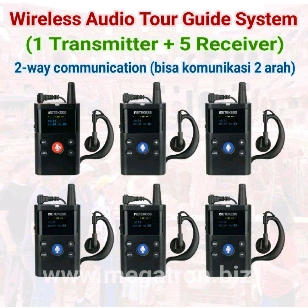 Audio Wireless Tour Guide System 1 Transmitter + 5 Receiver (Bisa Komunikasi 2 arah)
