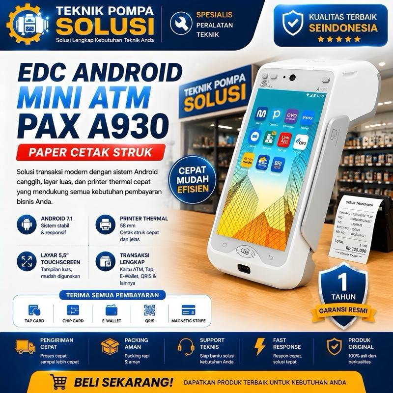 Android EDC Mini ATM PAX A930 Kertas atm SPBU
