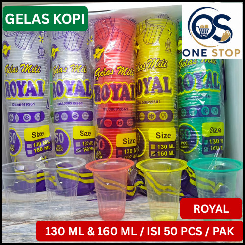Royal Gelas Plastik Bening / Cup Gelas Aqua / Gelas Kopi / 130 ML & 160 ML