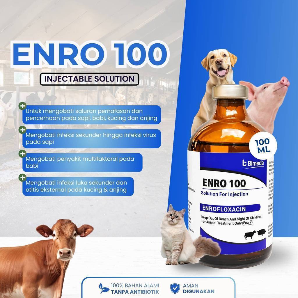 Enro 100 100 ml - Enro Bimeda - Enrofloxacin untuk Ternak