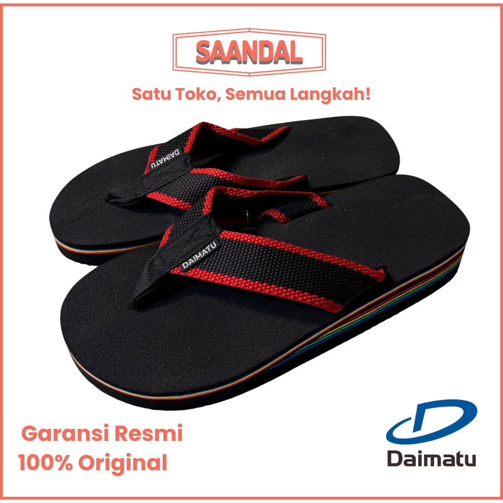 DAIMATU BEST SURF LAPIS Sandal Jepit EVA Empuk Hitam Merah Kuning Biru Tebal Retro Best Surf Pria Wa