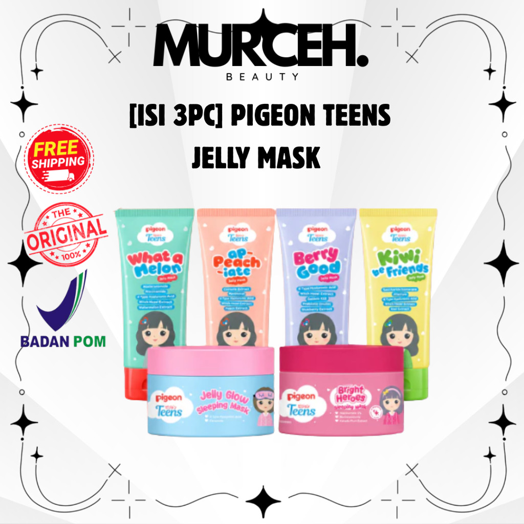 [MURCEH] [ISI 3PCS] BUNDLE PIGEON TEENS JELLY MASK COMPLETE SET FOR ALL SKIN NEEDS | Skincare Remaja