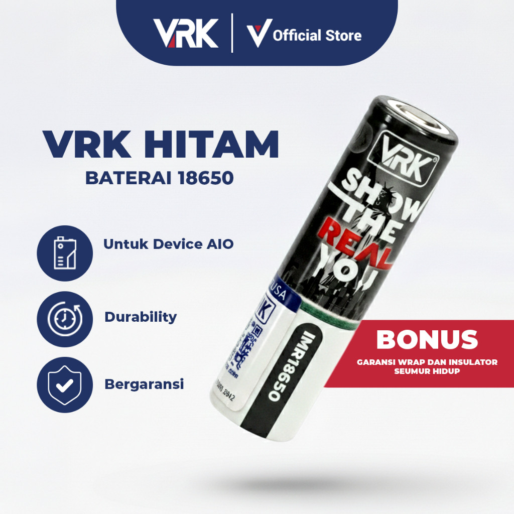 (Bintang54) VRK 18650 3500MAH BATTERY VRK BATERAI VRK 3500MAH by VRK HITAM