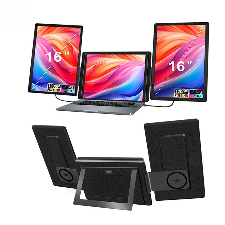 Portable Monitor 16 Inch Triple Monitor Screen Extender for Laptop 1920x1200 IPS Display Desktop Mon