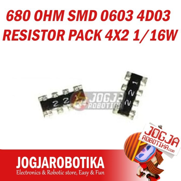 680 OHM SMD 0603 4D03 RESISTOR PACK 4X2 1/16W