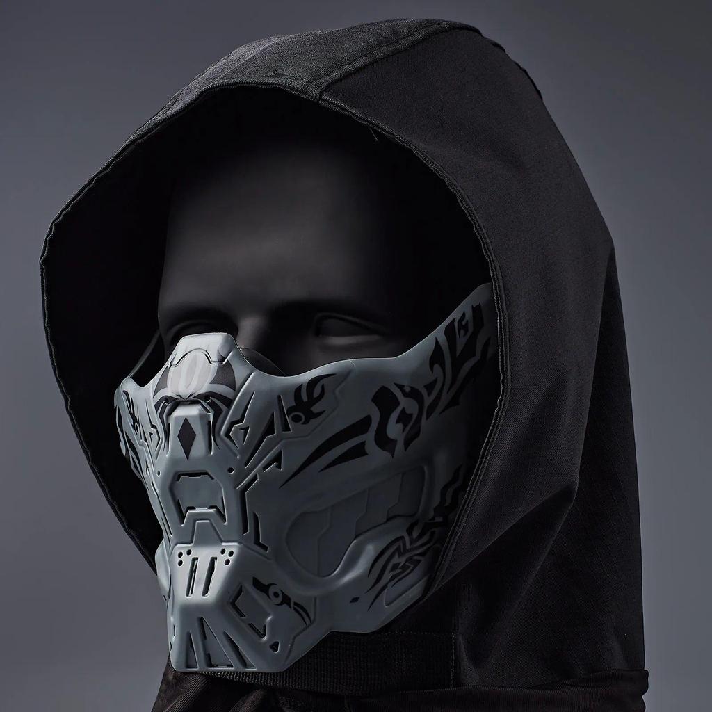 Tactical Gas Mask Real CS Cyberpunk Ghost Colplay Half Face Mask Equipment Breathable Outdoor Cospla