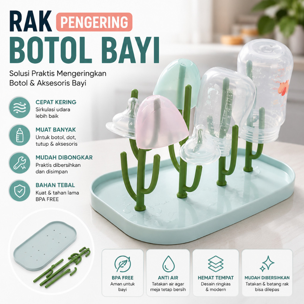 ELMO Rak Pengering Botol Bayi | Rak Botol Susu, Dot & Aksesoris Bayi