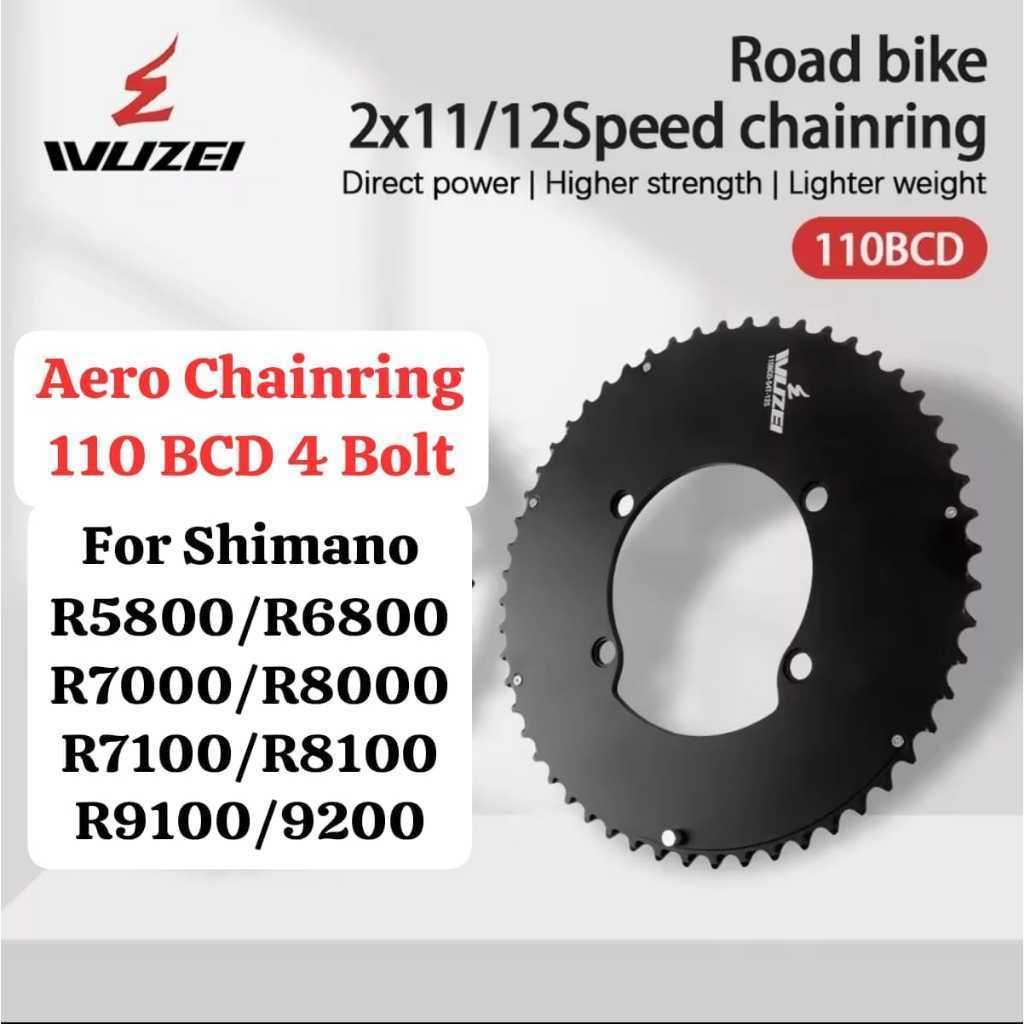 Foto WUZEI Aero Double Multi Speed Chainring BCD 110 BCD 4 Baut Bolt 48T 50T 52T 54T 56T BCD Shimano R7000 R8000 R8100 R9200 Sepeda RB Gravel Alloy