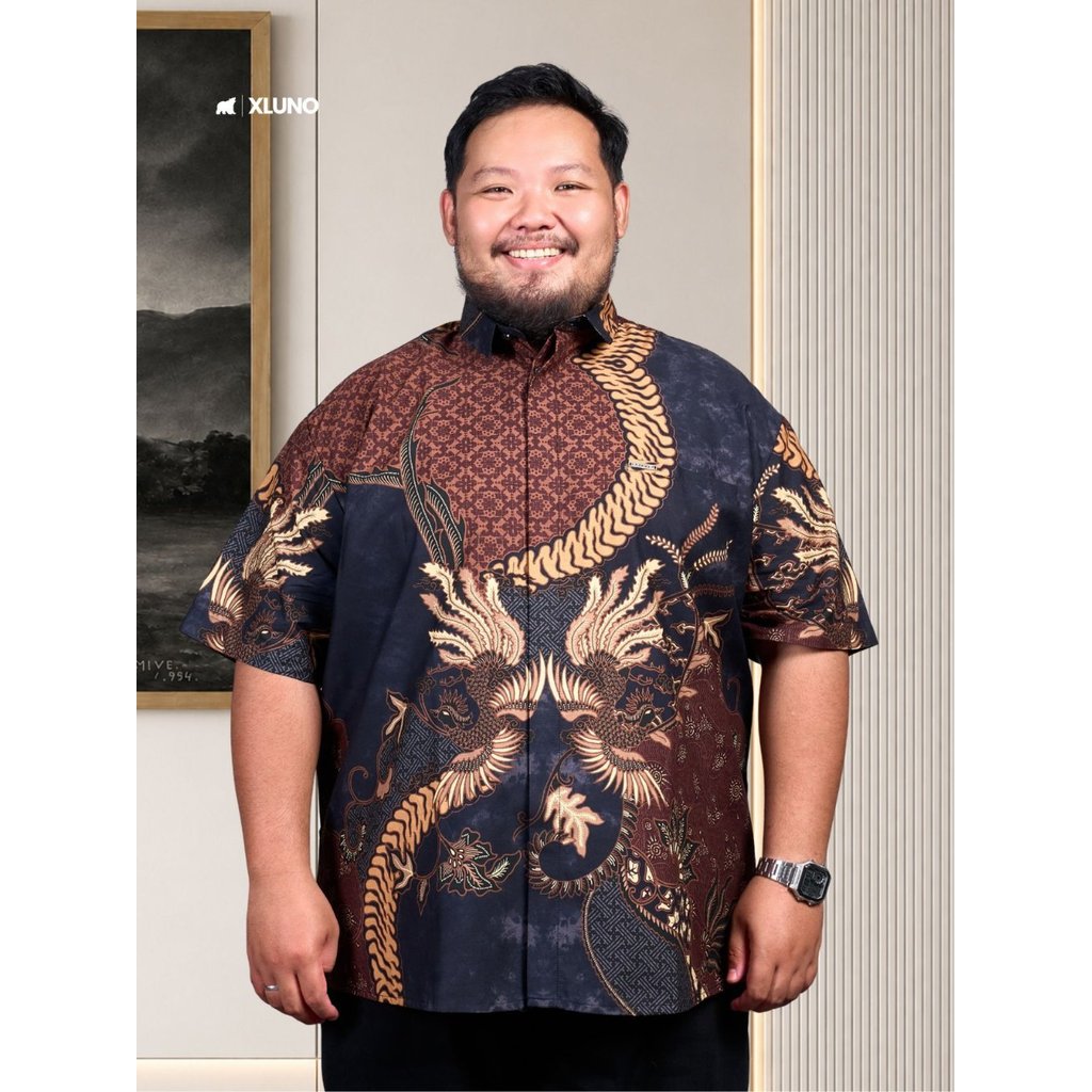 Kemeja Batik Pria Big Size Jumbo Lengan Pendek Laskala Lokananta Navy