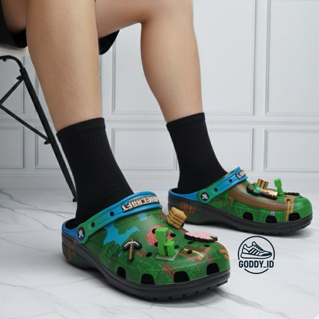 SANDAL CROCS MINECRAFT LED - CROCS MINECRAFT LED - SANDAL CROCS ANAK/DEWASA