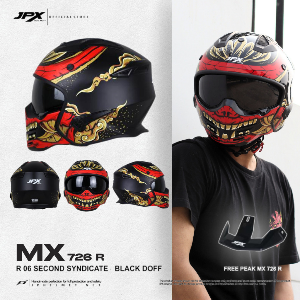 Helm JPX MX 726-R Modular Fullface SNI DOT ECE - Motif MX 06 Second Syndicate