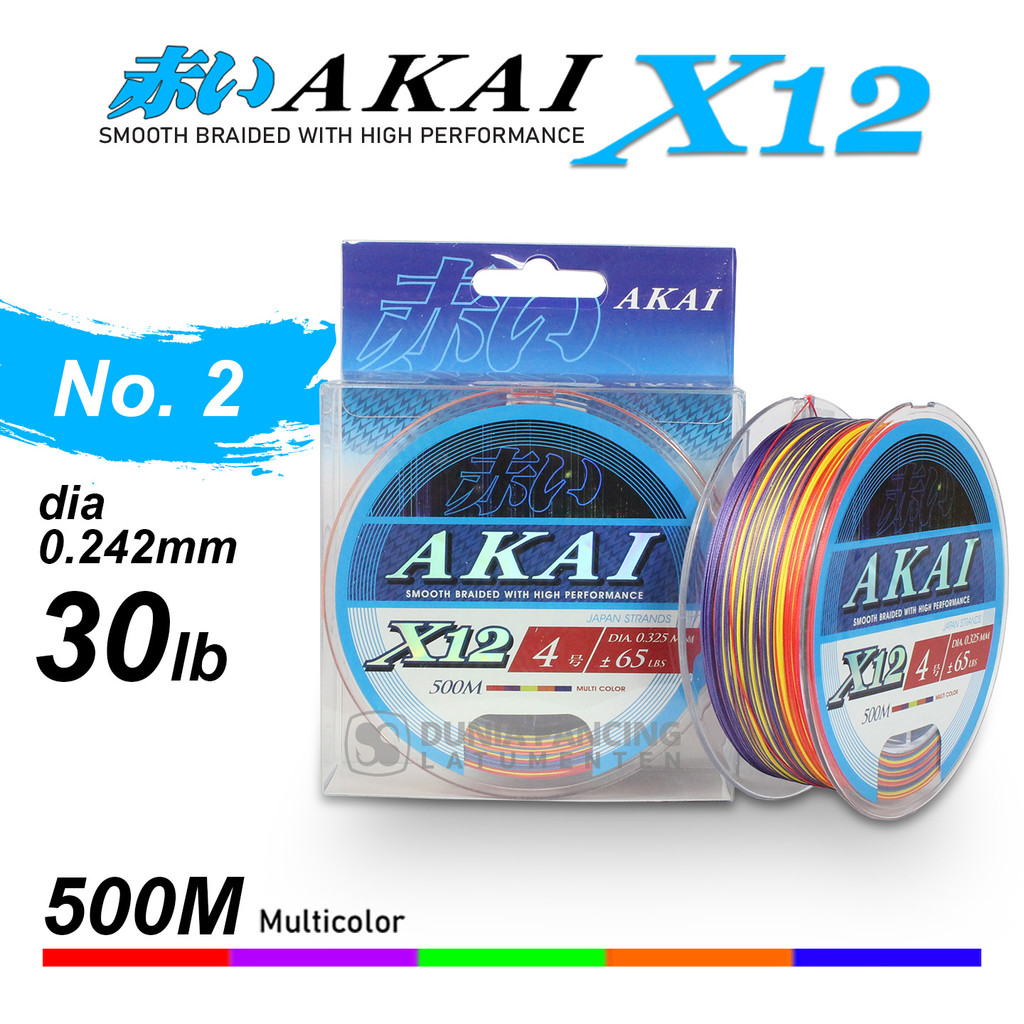 SENAR PE AKAI X12 500M MULTI COLOR | PE BRAID 12 | SENAR JIGGING HIGH POWER