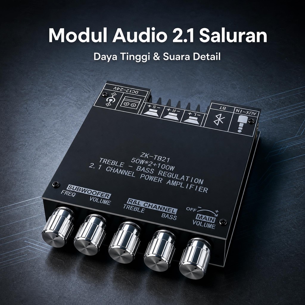 Wuzhi Audio ZK - TB21 2.1 Stereo Bluetooth Audio Digital HIFI Power Amplifier Papan Modul 50WX2 Peny