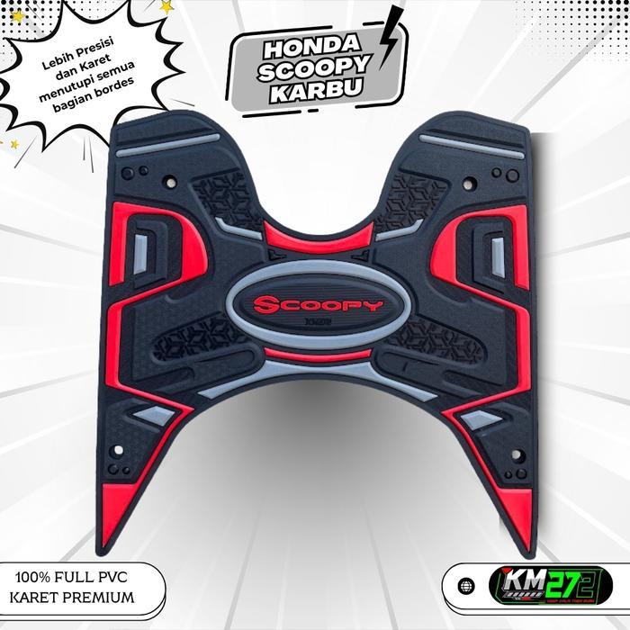 Karpet Motor SCOOPY KARBU  KM272 Full Karet Anti Licin | Aksesoris Motor Honda Scoopy Karbu - Merah,